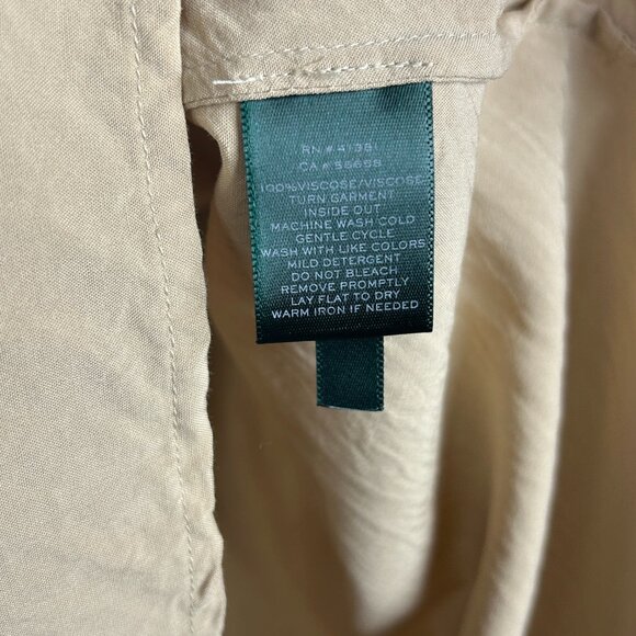 LRL Ralph Lauren ladies Lace up Blouse Large brown capsule career button front - Picture 4 of 11